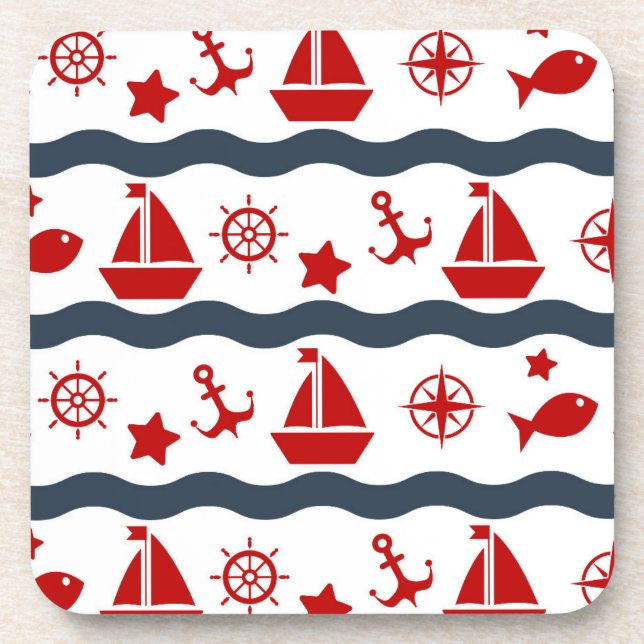 Cute Maritime Pattern Coaster (Front)