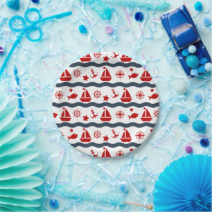 Cute Maritime Pattern Paper Plate