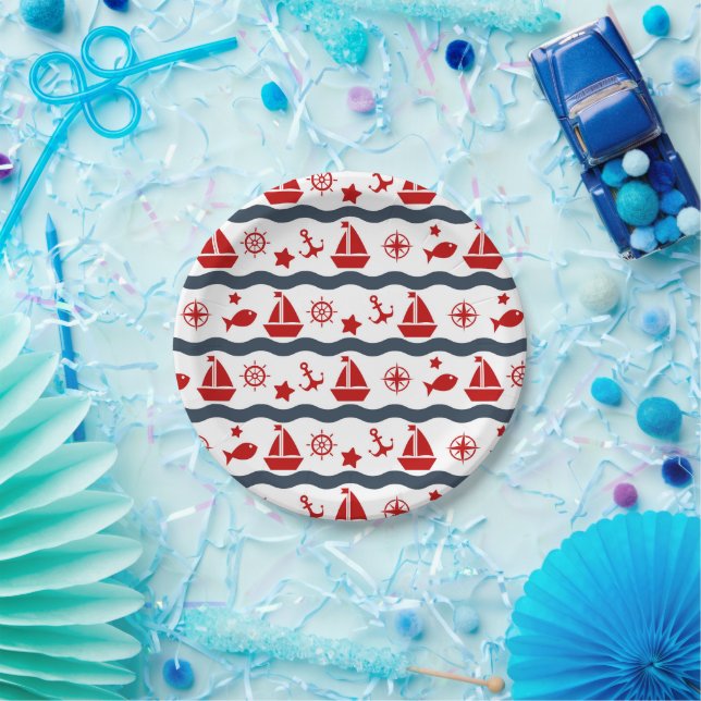 Cute Maritime Pattern Paper Plate (Party)