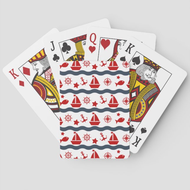 Cute Maritime Pattern Playing Cards (Back)