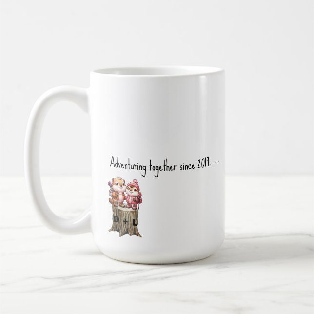 Cute Marmot Adventuring Together Since Couple  Coffee Mug (Left)