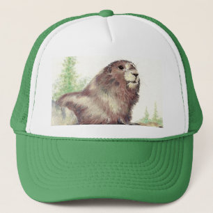 Cute Marmot, Nature, Wildlife, Animal Trucker Hat
