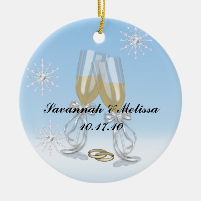 Cute Married; Our First Christmas Ceramic Ornament (Front)