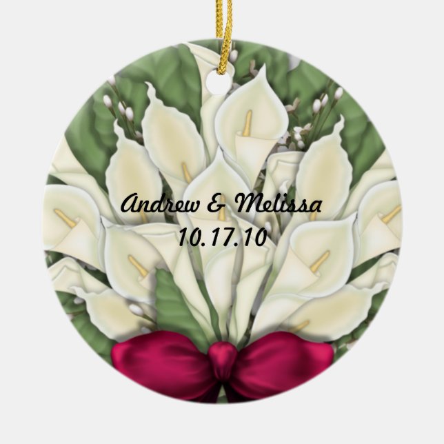 Cute Married Our First Christmas Ceramic Ornament (Front)