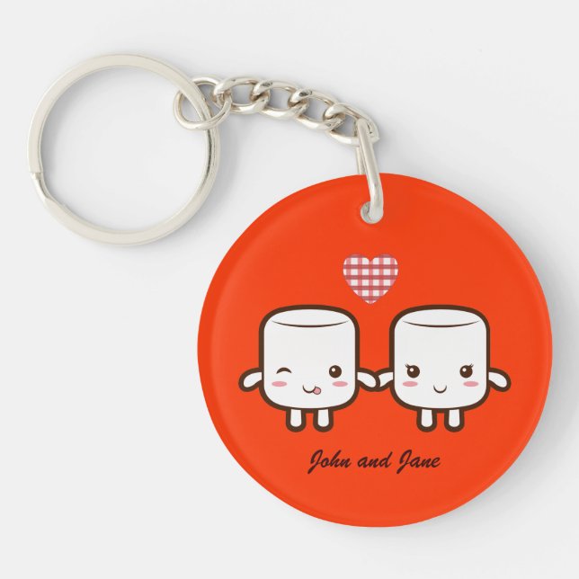 Cute Marshmallow couple Keychain (Front)