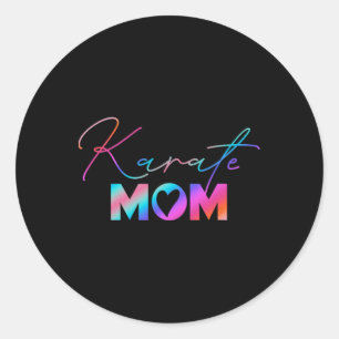 Cute Martial Arts Mother's Day Rainbow Karate Mom Classic Round Sticker
