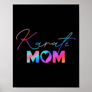 Cute Martial Arts Mother's Day Rainbow Karate Mom Poster