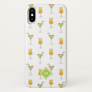 Cute Martinis and Cocktails Pattern with Monogram Case-Mate iPhone Case