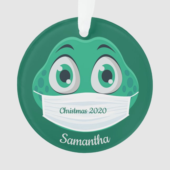 Cute Masked Frog Design Acrylic Ornament (Front)