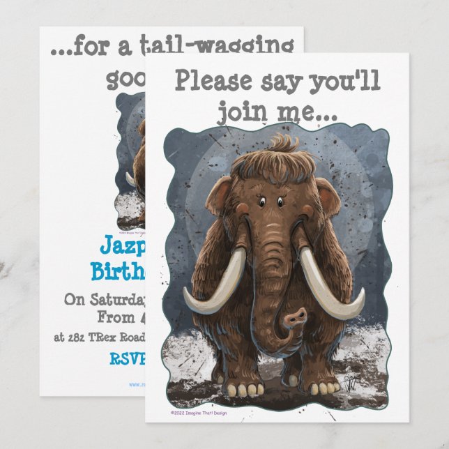 Cute Mastodon Invitation (Front/Back)