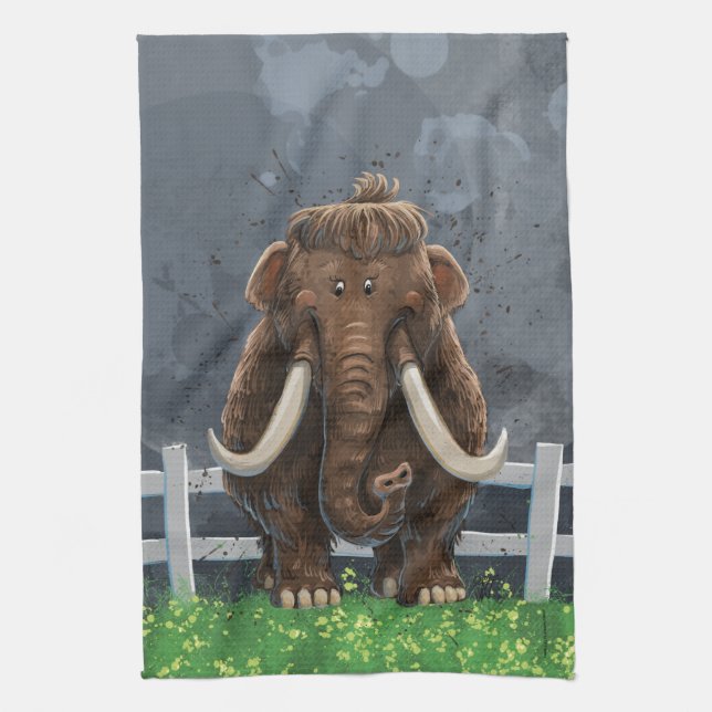 Cute Mastodon Kitchen Towel (Vertical)