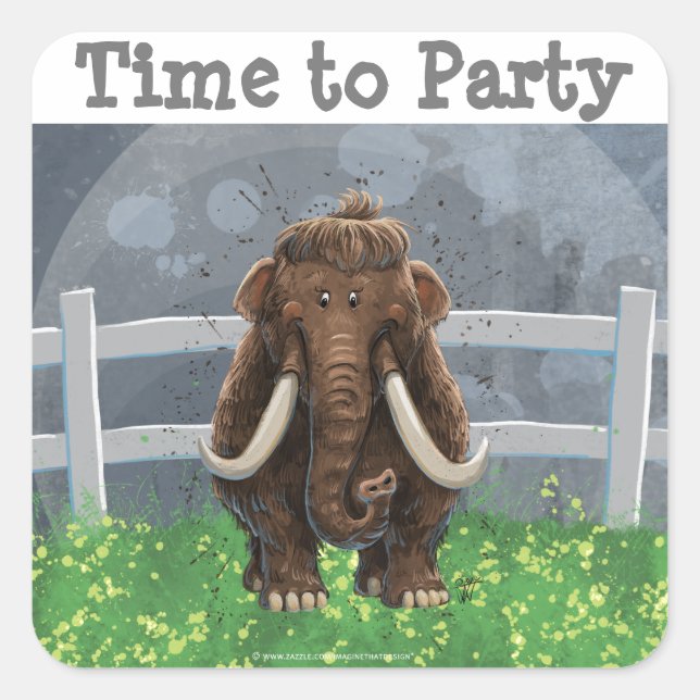 Cute Mastodon Square Sticker (Front)