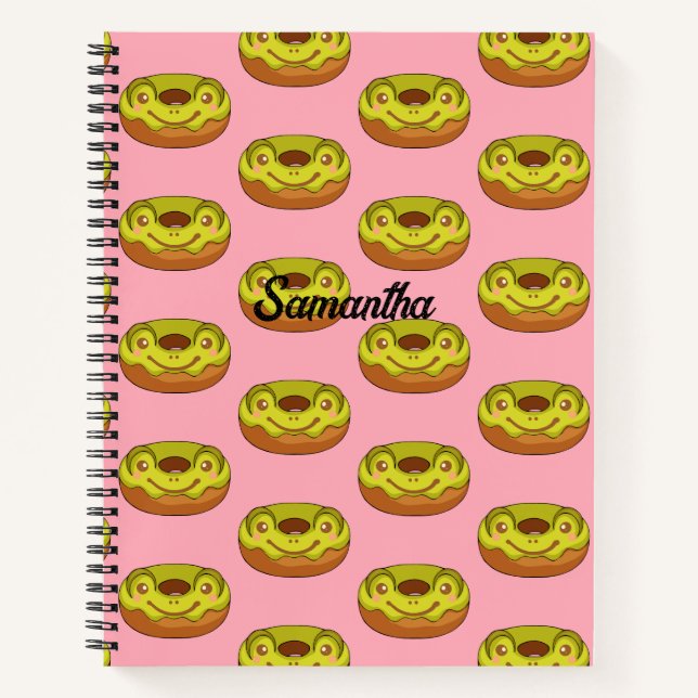 Cute Matcha Frog Doughnut Notebook (Front)