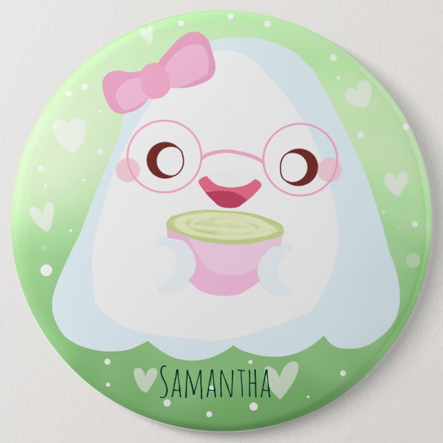 Cute Matcha Latte Ghost 6 Inch Round Button (Front)