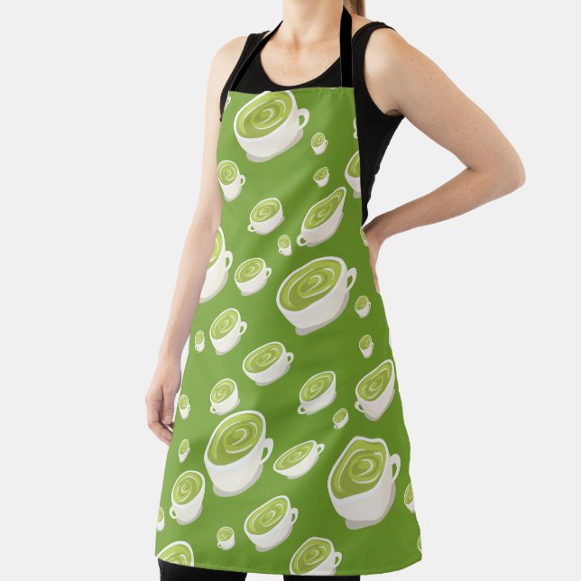 Cute Matcha Latte Pattern in love Apron (Insitu)