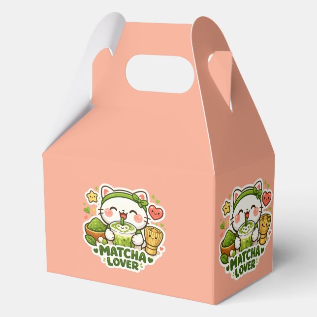 Cute Matcha Lover Cat Favor Box (Front)