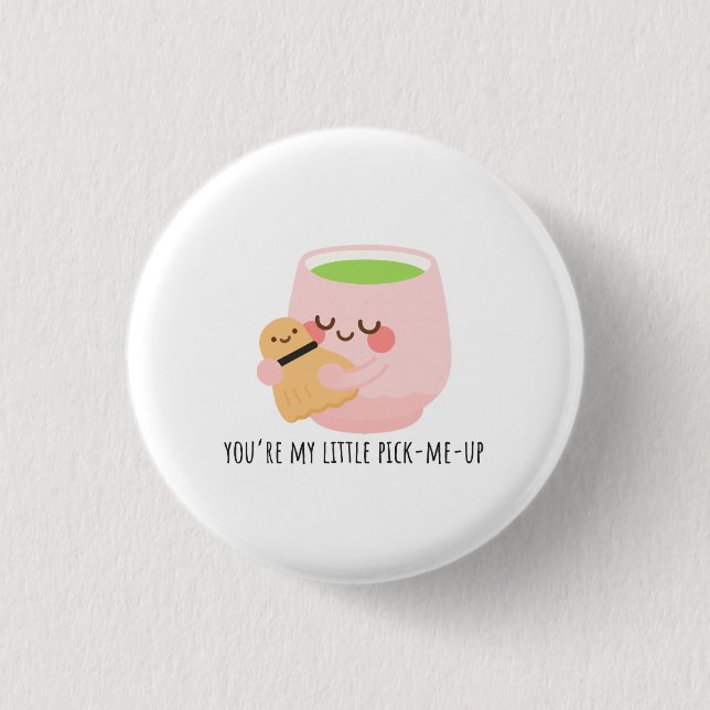 Cute Matcha Tea Hug Illustration 1 Inch Round Button (Front)