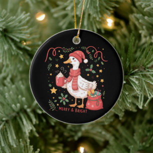 Cute Matching Christmas Goose Funny Family Ducks Ceramic Ornament