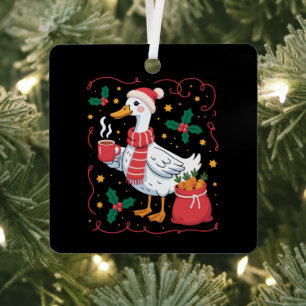 Cute Matching Christmas Goose Funny Family Ducks  Metal Ornament