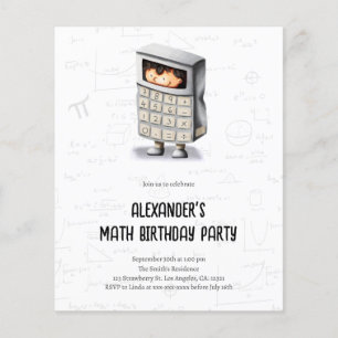 Cute Math Formulas Budget Birthday Invitation Flyer