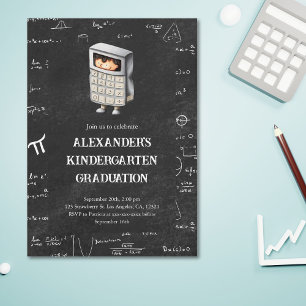 Cute Math Kids Kindergarten Graduation  Invitation