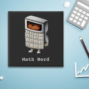 Cute Math Nerd Black Kid  2 Inch Square Button