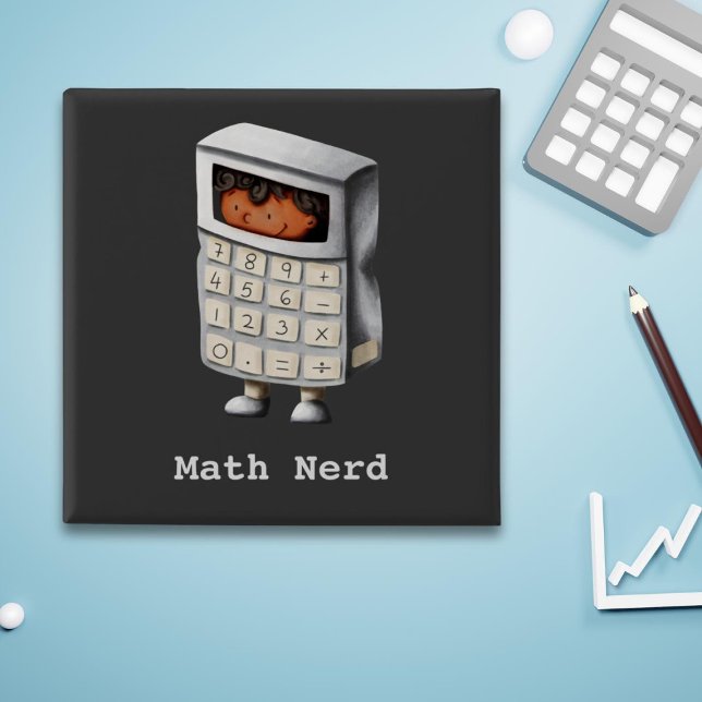 Cute Math Nerd Black Kid  2 Inch Square Button (Creator Uploaded)