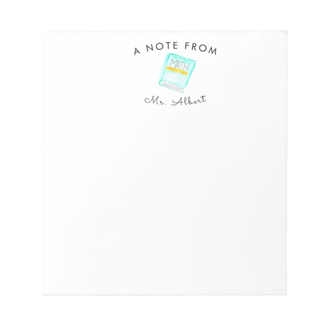 Cute math teacher gift stationary notepad (Front)