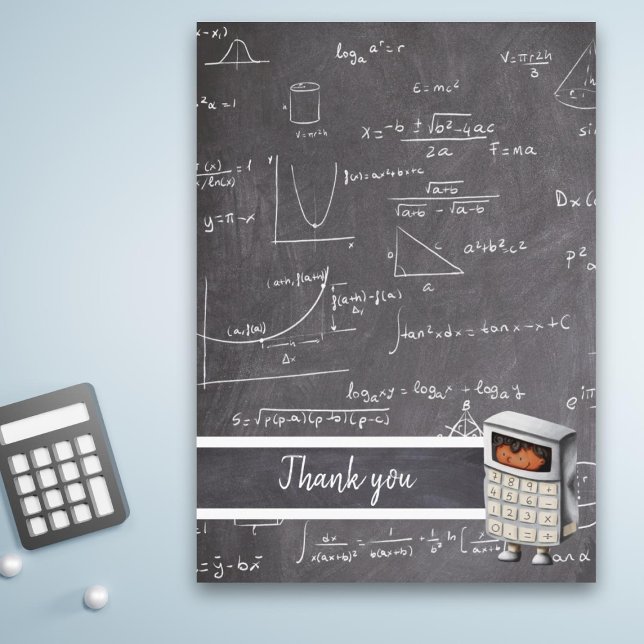 Cute Mathematic Formulas Equations Black Kid Thank You Card (Creator Uploaded)