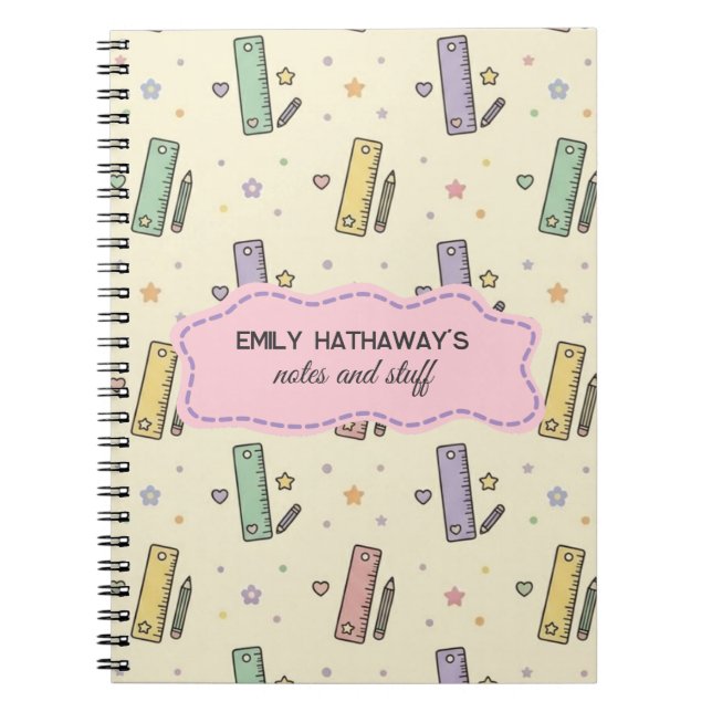Cute Mathematic Rulers School Notebook Pattern  (Front)
