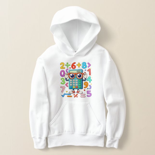 Cute Maths Calculator Hoodie for Kids School (Laydown)
