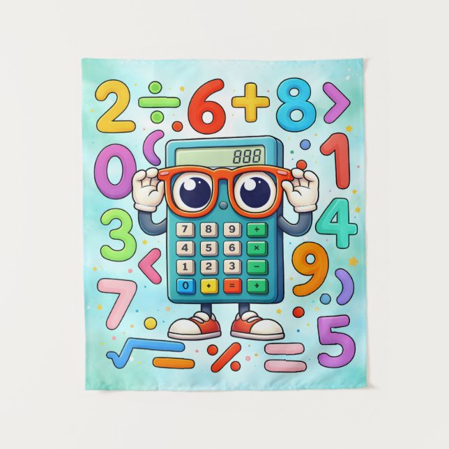 Cute Maths Calculator Numbers Poster for Kids Tapestry (Front)