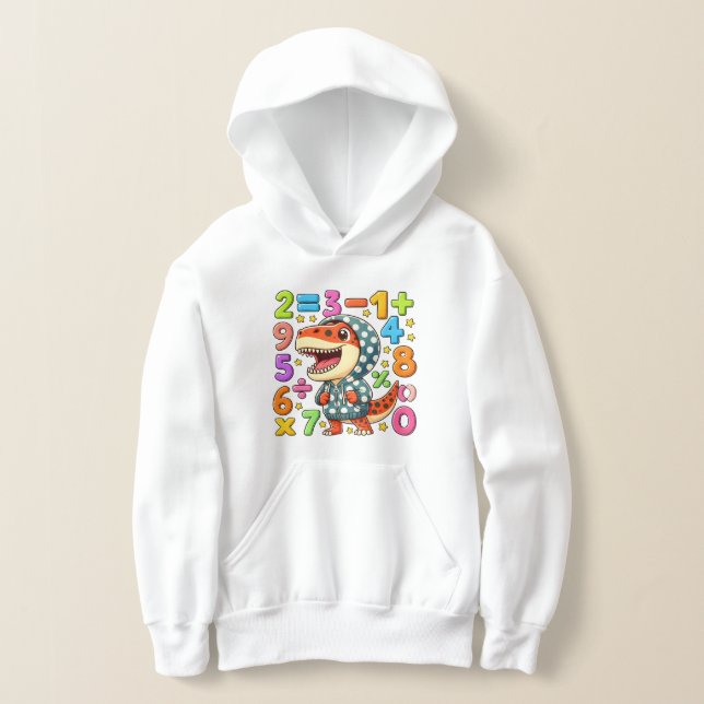 Cute Maths Dinosaur Hoodie for Kids School (Poser)