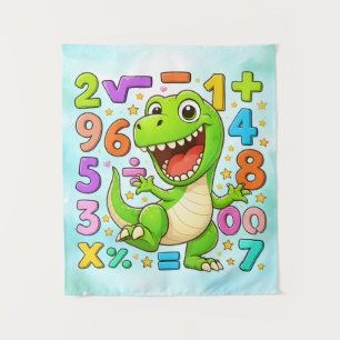 Cute Maths Dinosaur Numbers Poster for Kids Tapestry