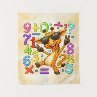 Cute Maths Giraffe Numbers Poster for Kids Tapestry