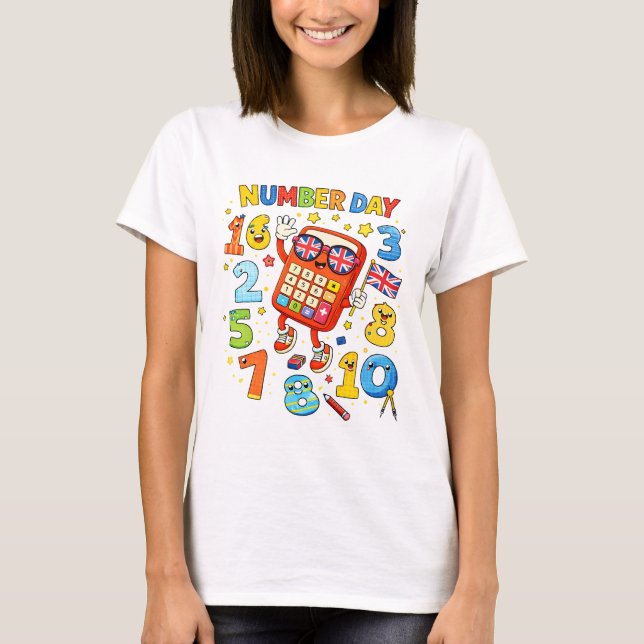 Cute Maths Numbers Calculator Number Day T ShirtUK T-Shirt (Front)