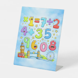Cute Maths Numbers London Desk Art for Kids Pedestal Sign