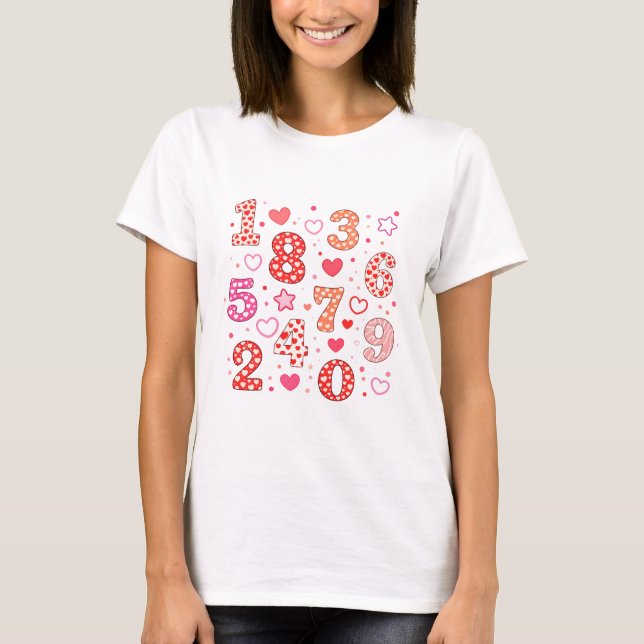 Cute Maths Numbers Pattern T Shirt for Kids (Front)