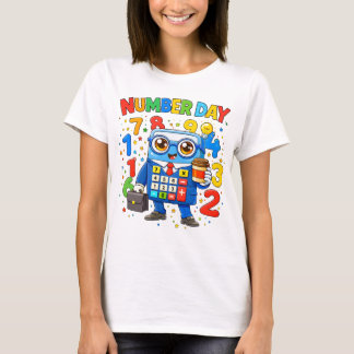 Cute Maths Numbers Robot Number Day T Shirt KidsUK