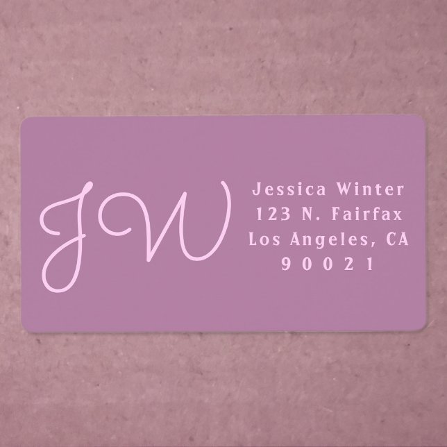Cute Mauve/Pink Monogram Return Address Shipping (Creator Uploaded)