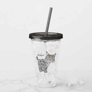 Cute mean bobcat lynx cartoon acrylic tumbler