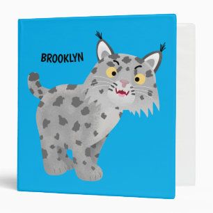 Cute mean bobcat lynx cartoon binder