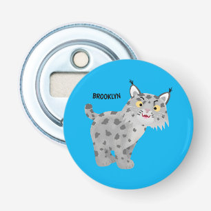 Cute mean bobcat lynx cartoon bottle opener
