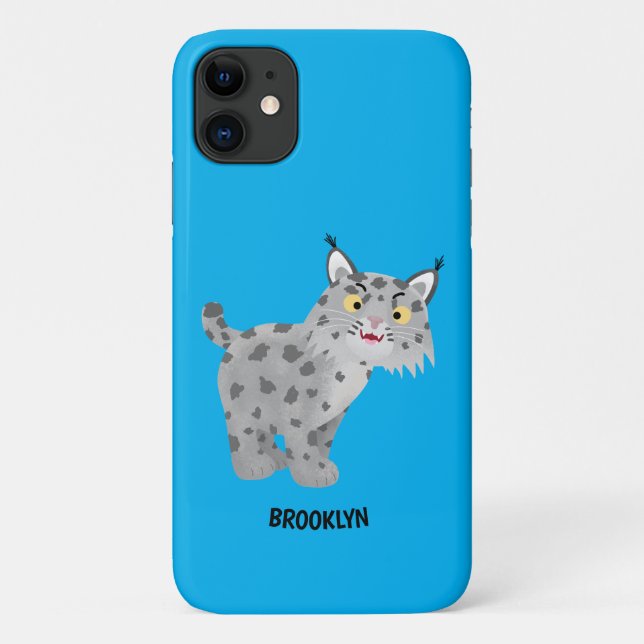 Cute mean bobcat lynx cartoon Case-Mate iPhone case (Back)