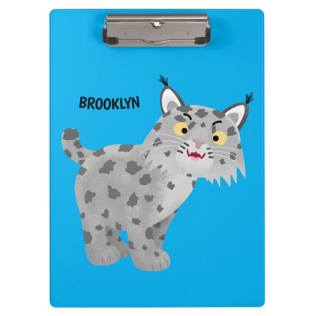 Cute mean bobcat lynx cartoon clipboard (Front)