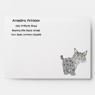 Cute mean bobcat lynx cartoon envelope