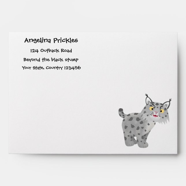 Cute mean bobcat lynx cartoon envelope (Front)
