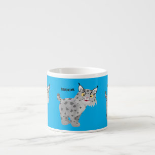 Cute mean bobcat lynx cartoon espresso cup
