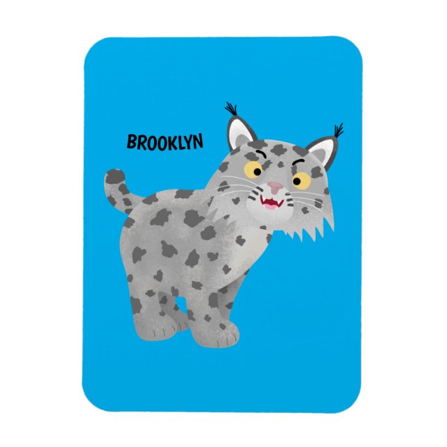 Cute mean bobcat lynx cartoon magnet (Vertical)