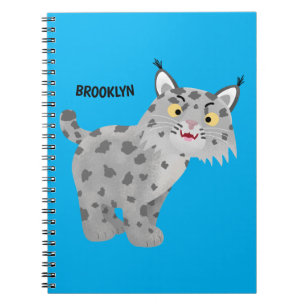 Cute mean bobcat lynx cartoon notebook